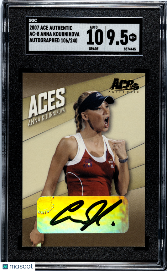 2007 Ace Authentic Tennis Anna Kournikova Autograph AUTO #106/240 POP 1 SGC 9.5