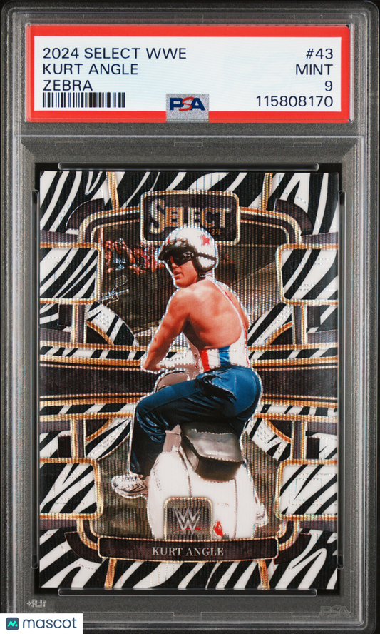 2024 Panini Select WWE Kurt Angle #43 Zebra Prizm SP PSA 9 LOW POP