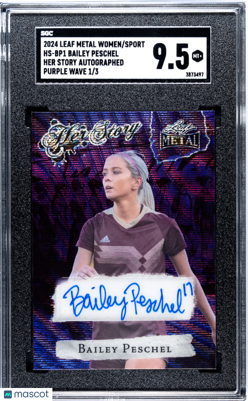 2024 Leaf Metal Women Of Sport Bailey Peschel Soccer AUTO #1/3 POP 1 SGC 9.5