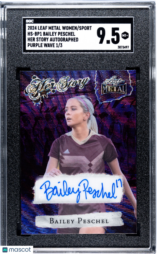 2024 Leaf Metal Women Of Sport Bailey Peschel Soccer AUTO #1/3 POP 1 SGC 9.5