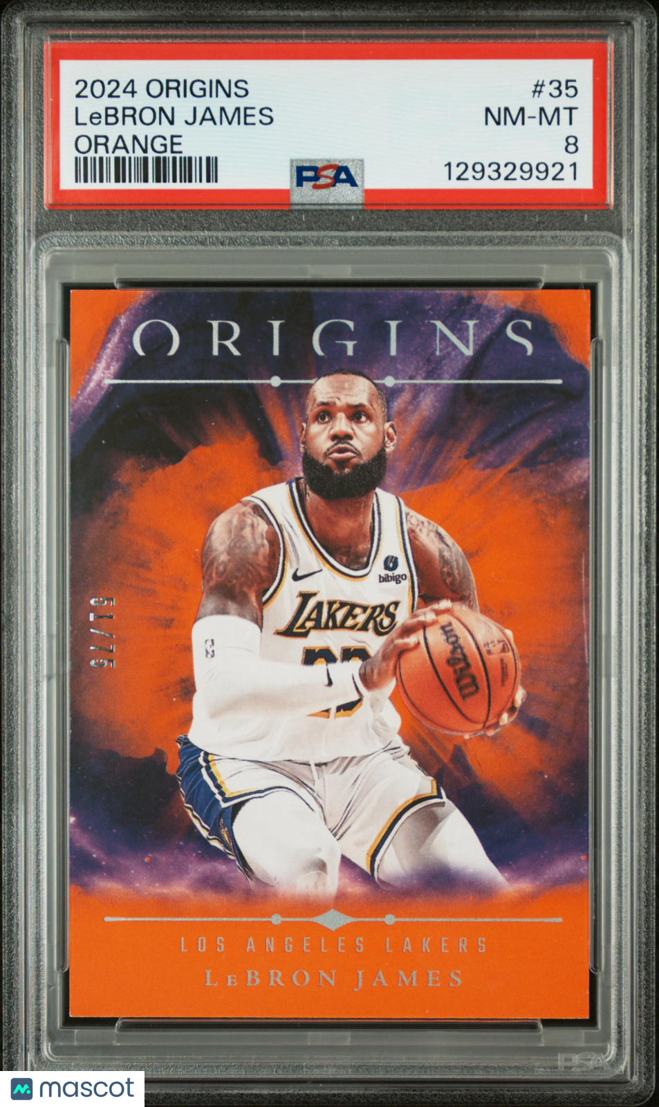2024-25 Panini Origins LeBron James #35 Orange 51/75 PSA 8 /75 pop 2