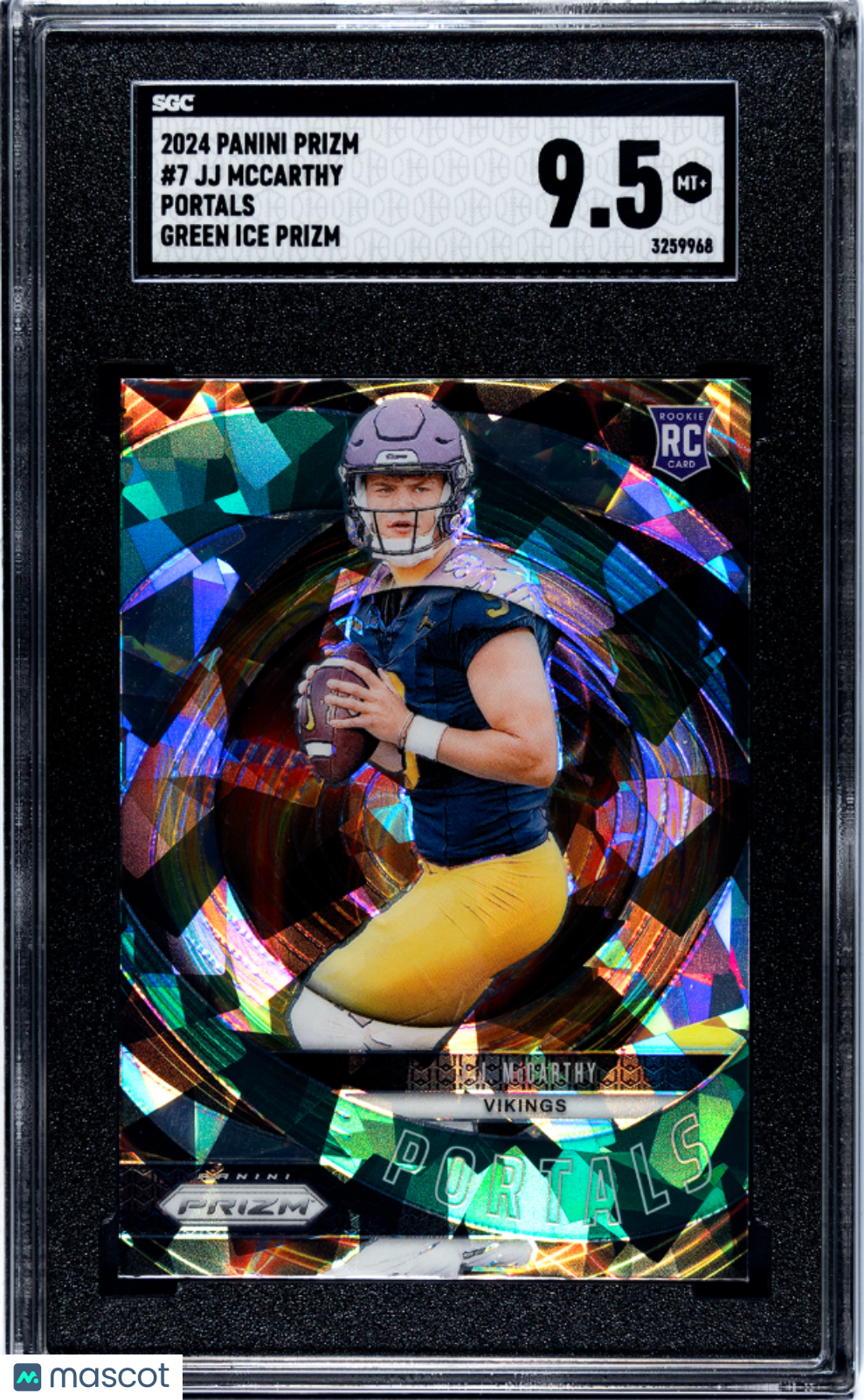 2024 Panini Prizm JJ Mccarthy #7 Portals Green Ice SGC 9.5