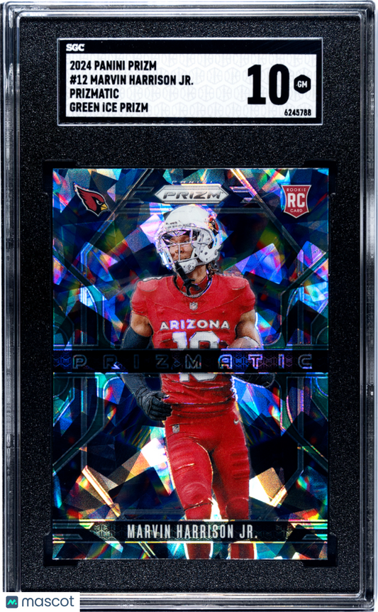 2024 Panini Prizm Marvin Harrison JR. #12 Prizmatic Green Ice SGC 10