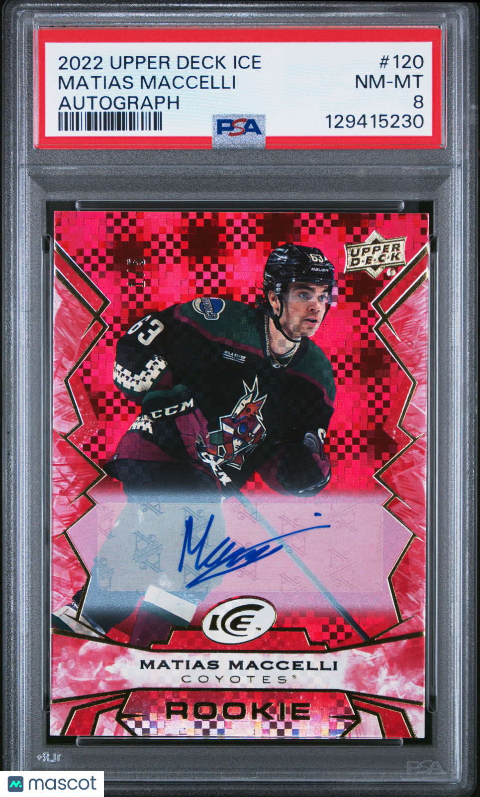 2022 Upper Deck Ice Matias Maccelli #120 Auto PSA 8 pop 1 1/5