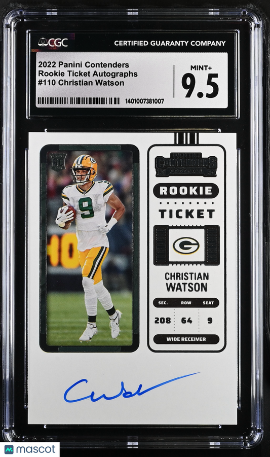 2022 Contenders Christian Watson #110 Rookie Ticket Autographs CGC 9.5 POP 2