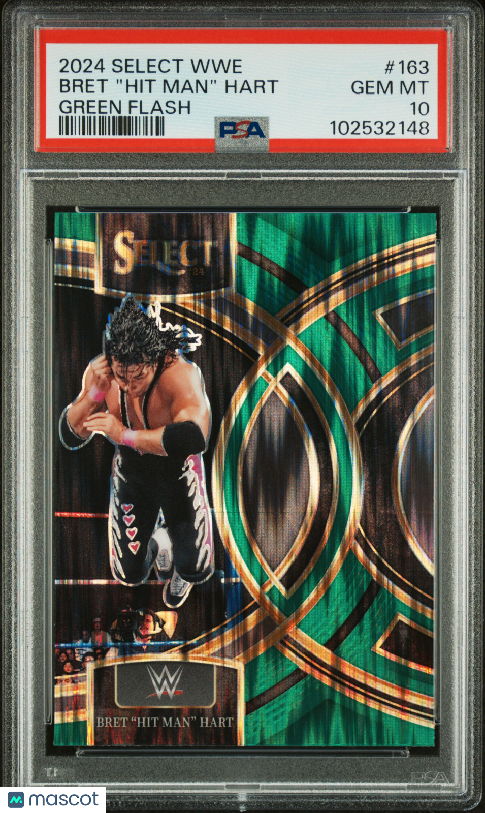 2024 Panini Select WWE Bret "hit Man" Hart #163 Green Flash PSA 10 POP 1