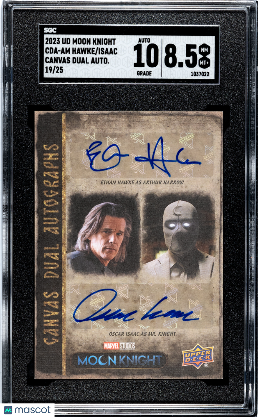 Oscar Isaac Ethan Hawke 2023 Upper Deck Moon Knight Canvas Dual AUTO /25 SGC 8.5