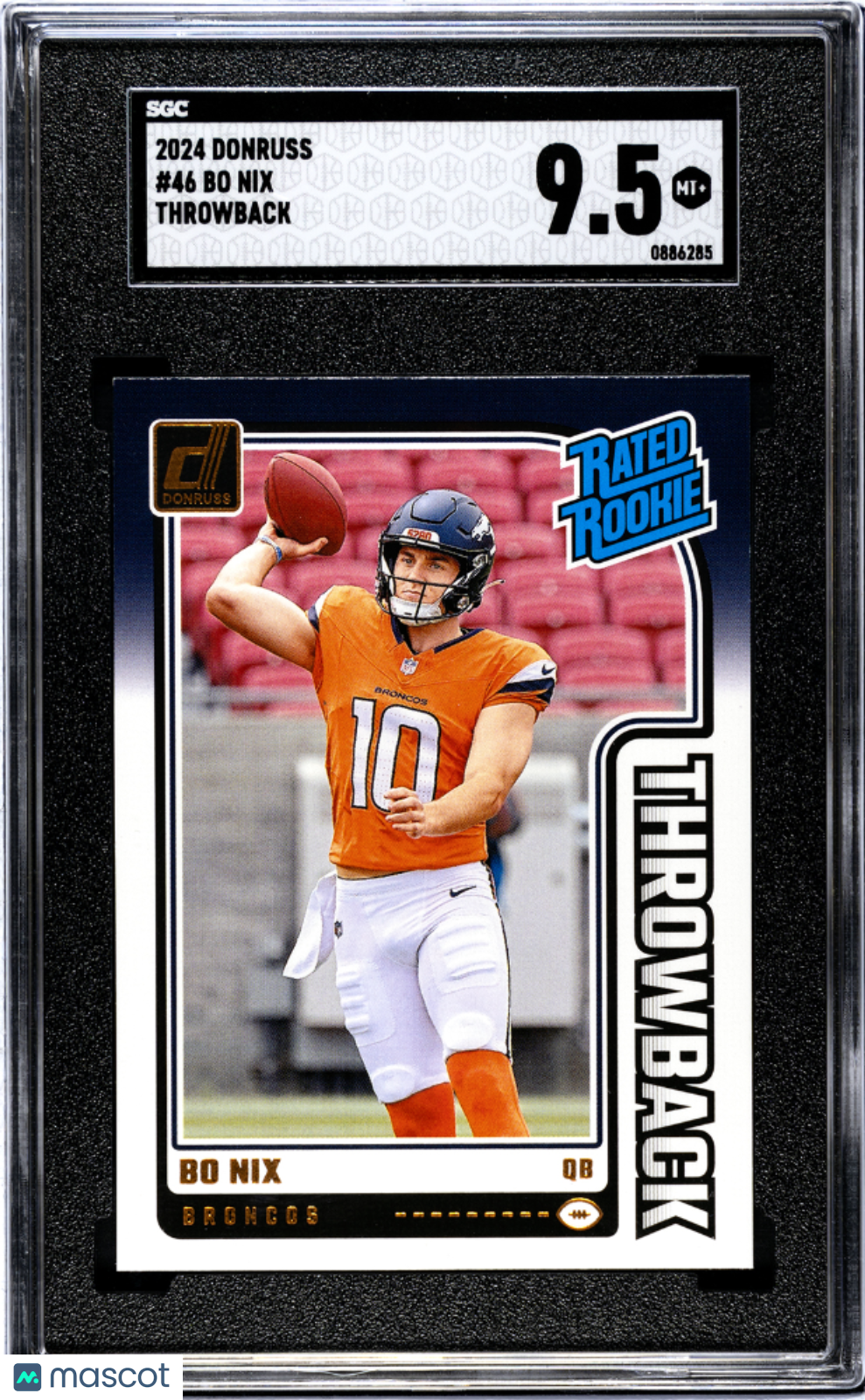 2024 Donruss Bo Nix #46 Throwback SGC 9.5