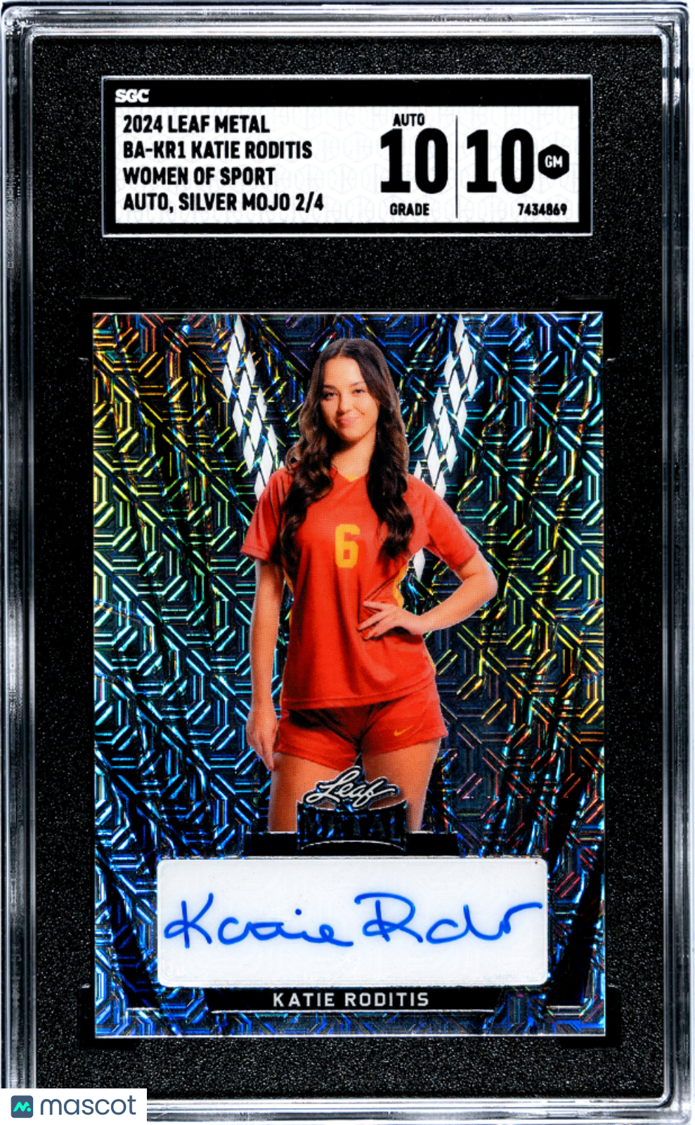 2024 Leaf Metal Women Of Sport Katie Roditis Soccer AUTO #/4 Silver POP 1 SGC 10