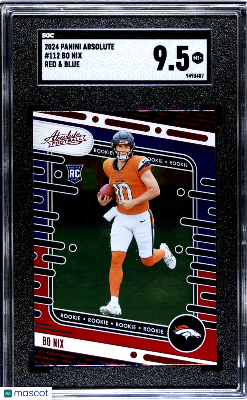 2024 Panini Absolute Bo Nix #112 Red & Blue SGC 9.5