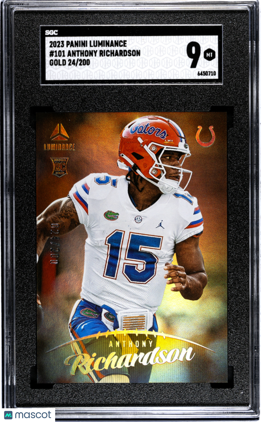 2023 Panini Luminance Anthony Richardson #101 Gold #24/200 SGC 9 POP 1 Rookie