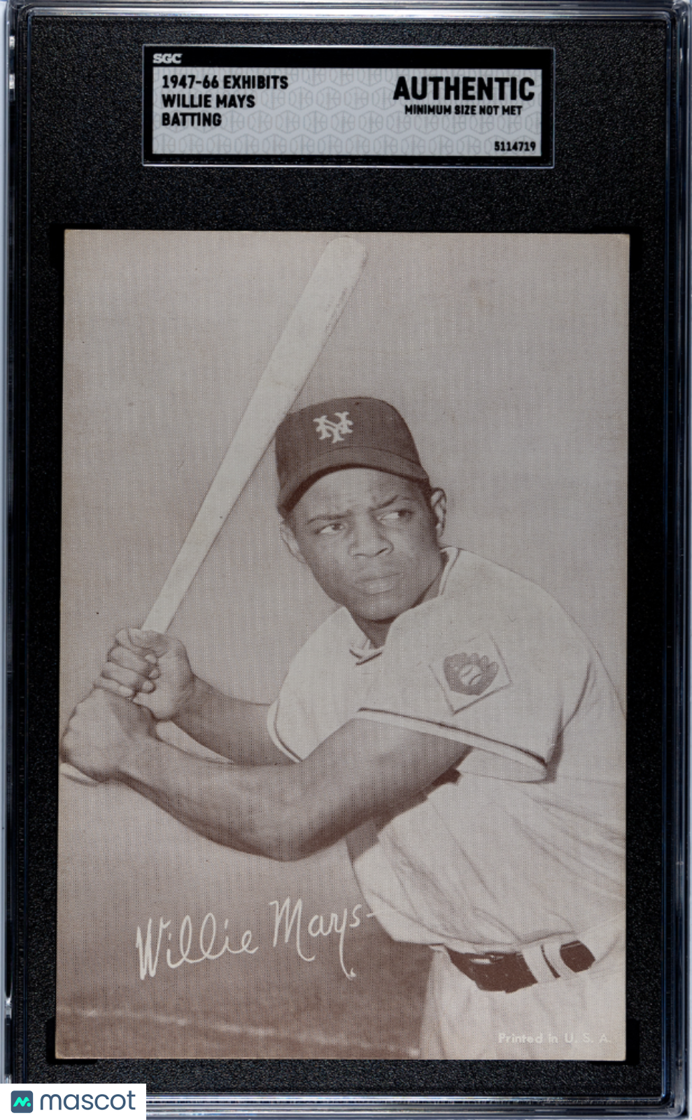 1947-66 Exhibits Willie Mays Batting SGC A