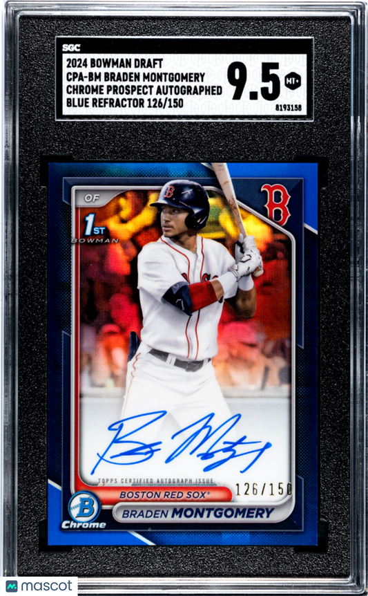 2024 Bowman Draft Braden Montgomery Pros. Auto Blue Refractor SGC 9.5 POP 2 /150