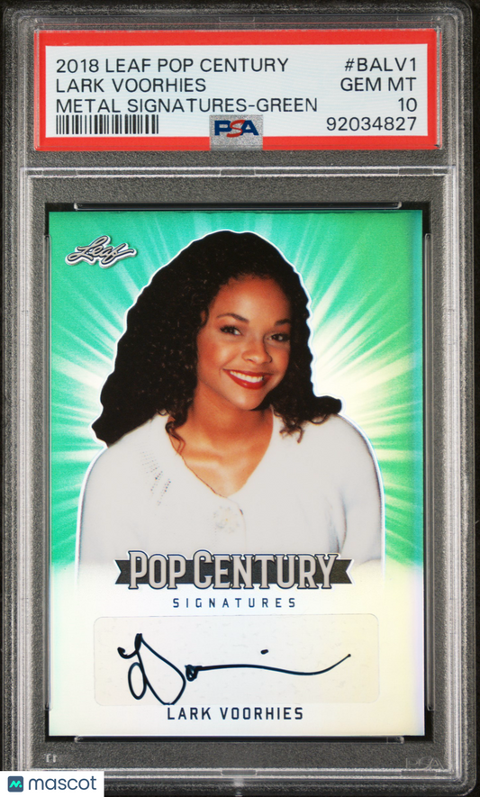 Lark Voorhies 2018 Leaf Pop Century Metal Signatures AUTO #2/10 Green PSA 10
