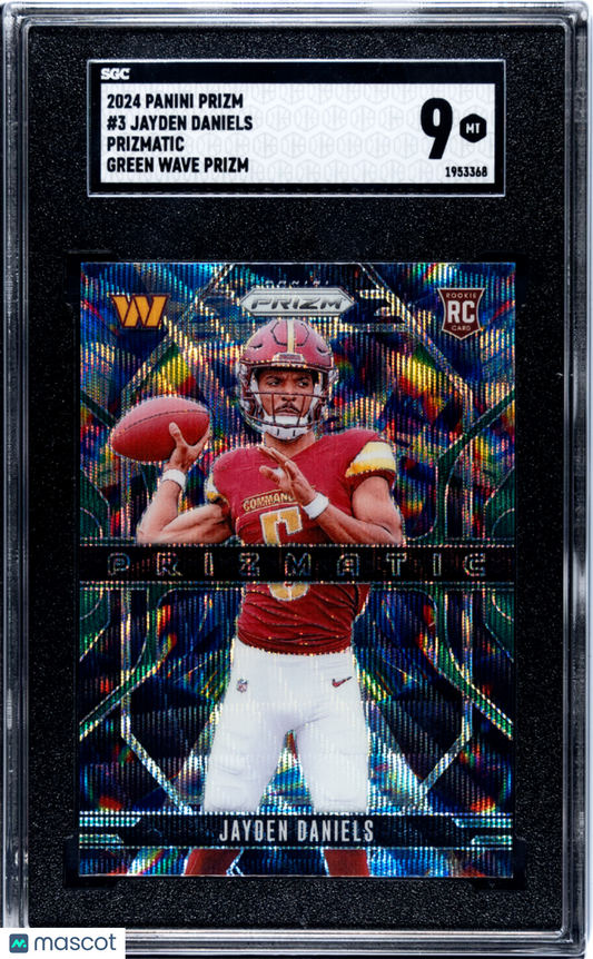 2024 Panini Prizm Jayden Daniels #3 Prizmatic Green Wave SGC 9