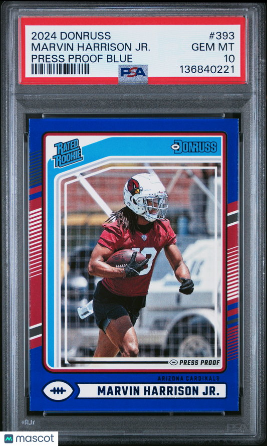 2024 Panini Donruss Marvin Harrison JR. #393 Press Proof Blue PSA 10 POP 2