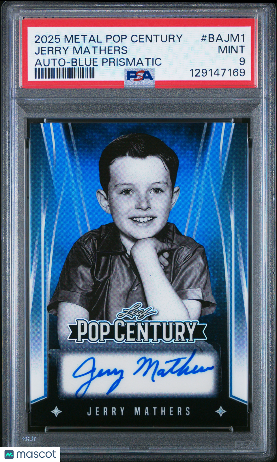 Jerry Mathers 2025 Leaf Metal Pop Century Autographs Blue Prismatic PSA 9 pop 1