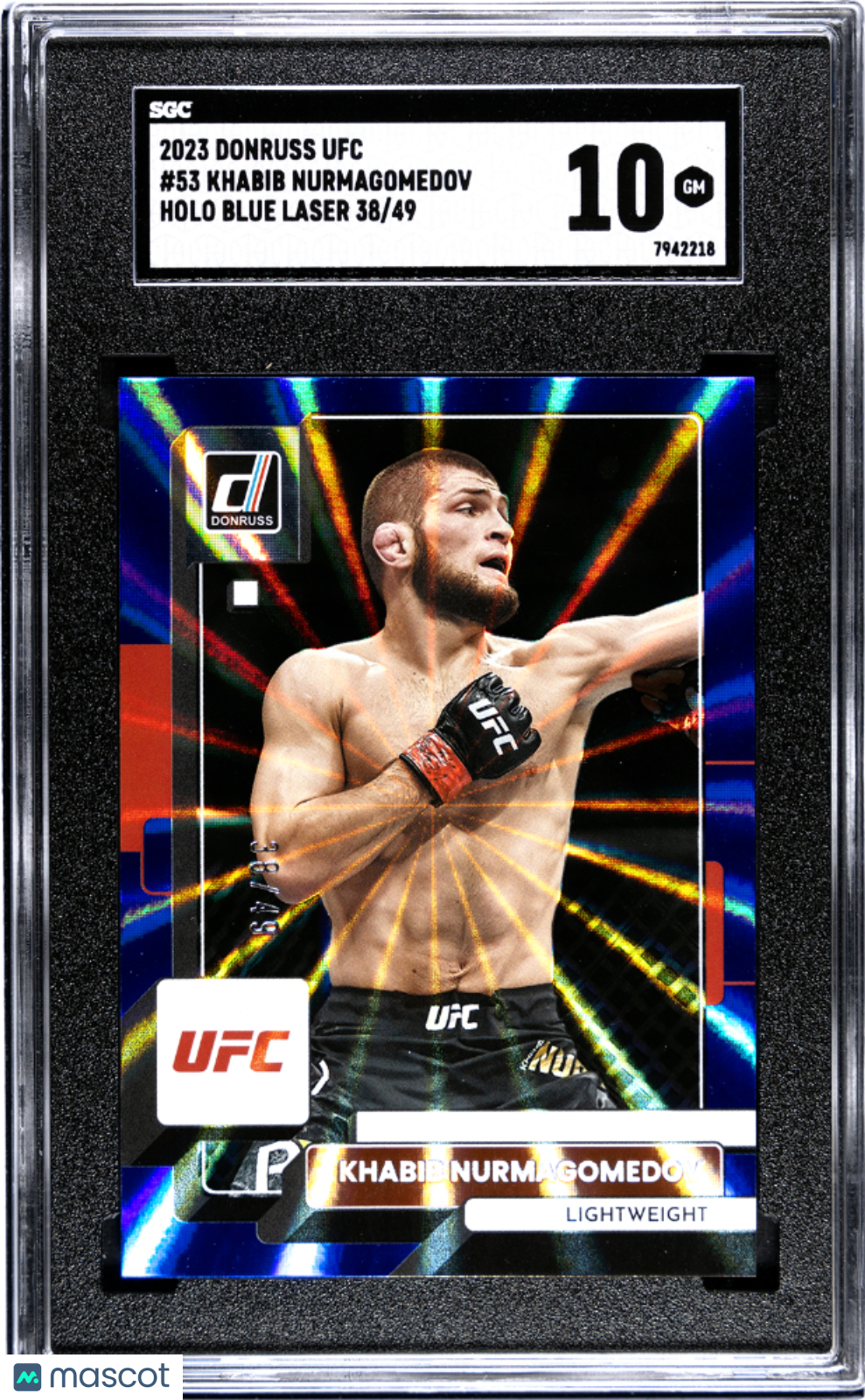 2023 Donruss Ufc Khabib Nurmagomedov #53 Holo Blue Laser SGC 10 pop 1 /49