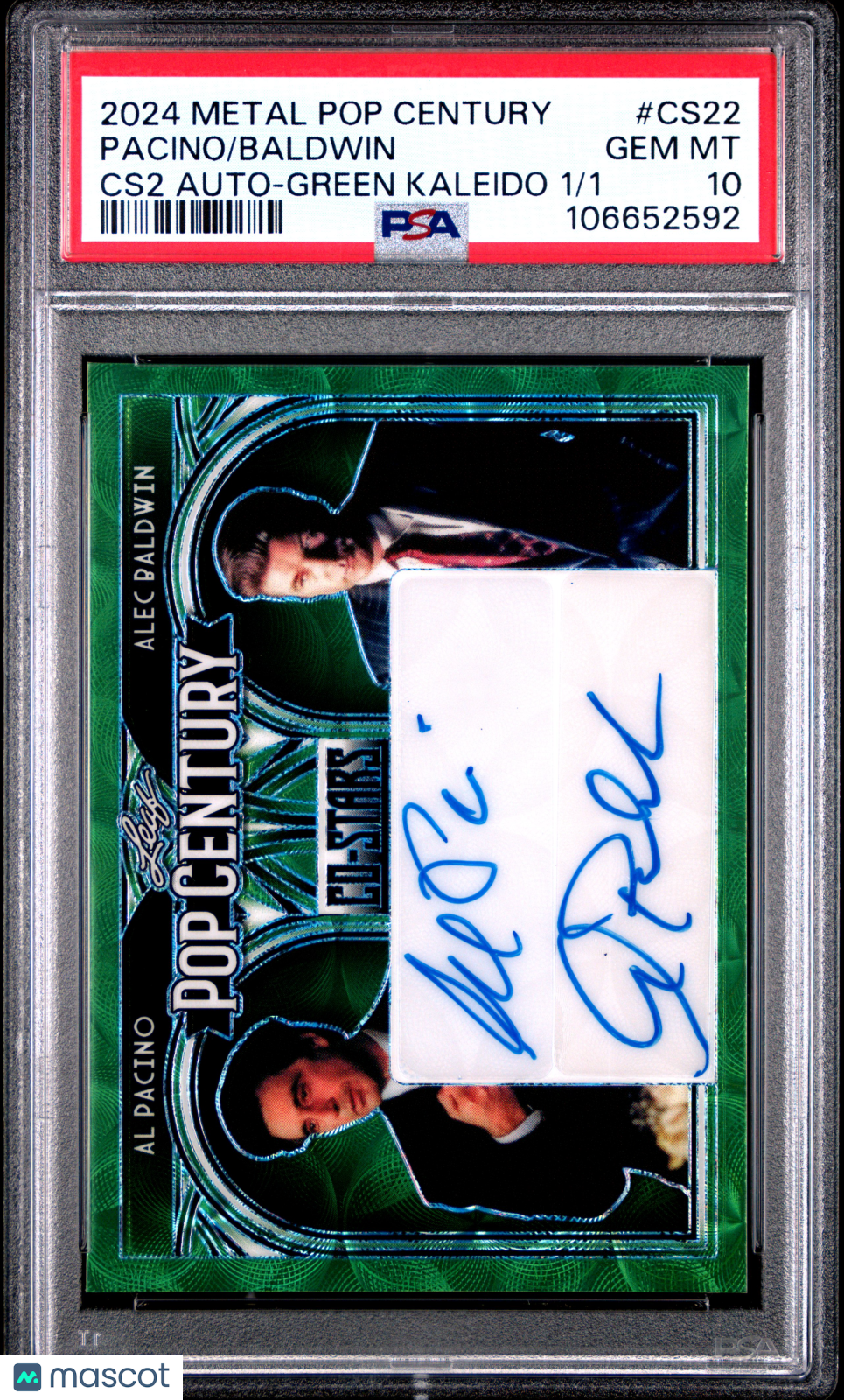 Alec Baldwin Al Pacino 2024 Leaf Metal Pop Century AUTO #1/1 Green PSA 10
