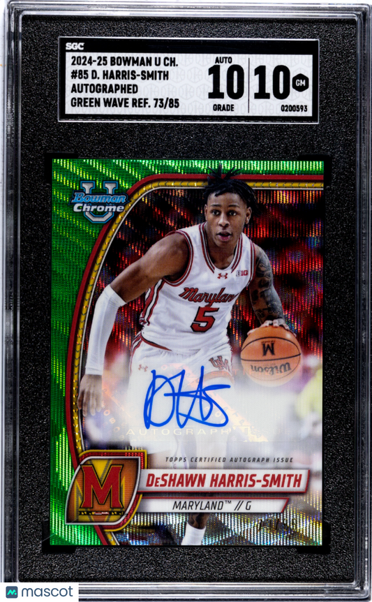 2024-25 U Chrome Deshawn Harris-Smith Auto Green Wave Refractor SGC 10 pop 1