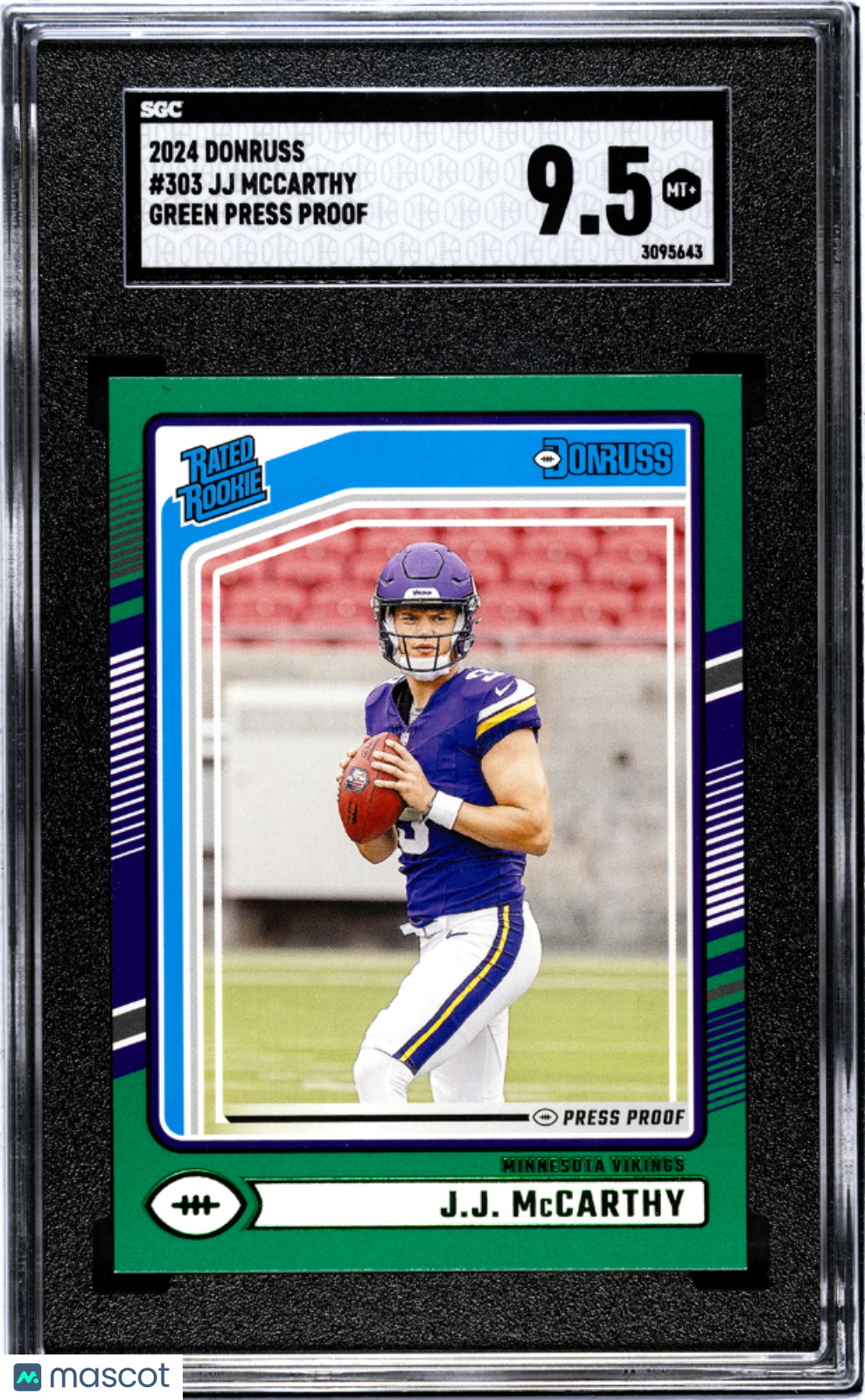 2024 Donruss JJ Mccarthy #303 Green Press Proof SGC 9.5