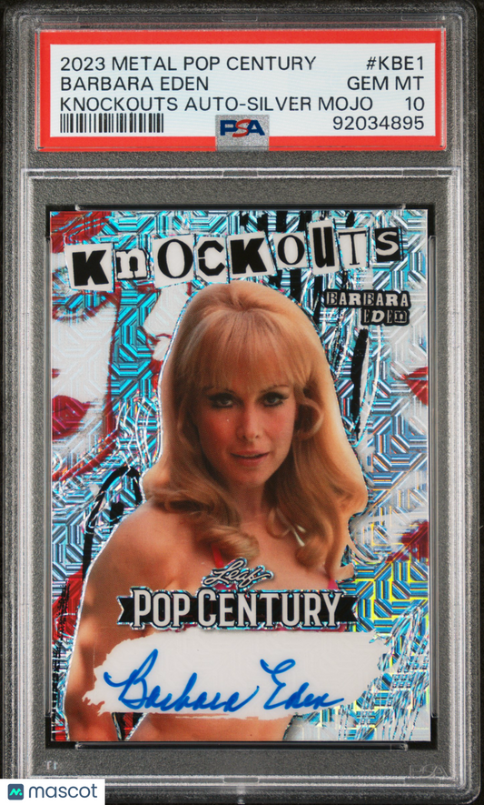 Barbara Eden 2023 Leaf Metal Pop Century Knockouts #1/7 Auto Silver Mojo PSA 10