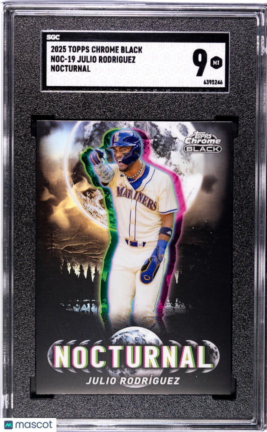 2025 Topps Chrome Black Julio Rodriguez #NOC-19 Nocturnal SGC 9 POP 1