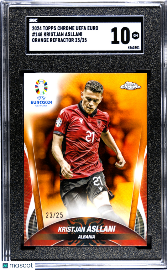 2024 Topps Chrome Uefa Euro Kristjan Asllani #148 Orange Refractor #23/25 SGC 10