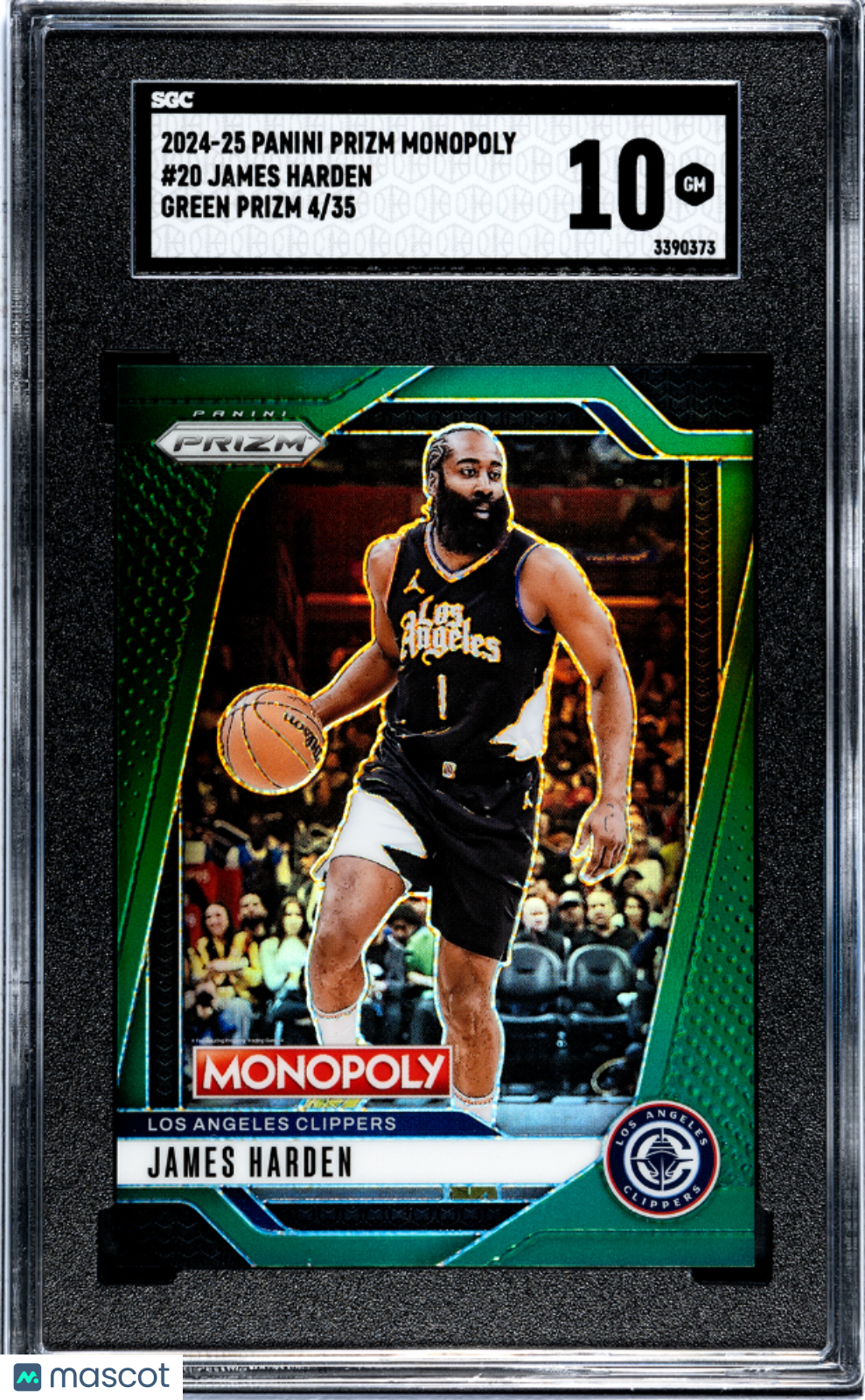 2024-25 Panini Prizm Monopoly James Harden #20 Green SGC 10 POP 1