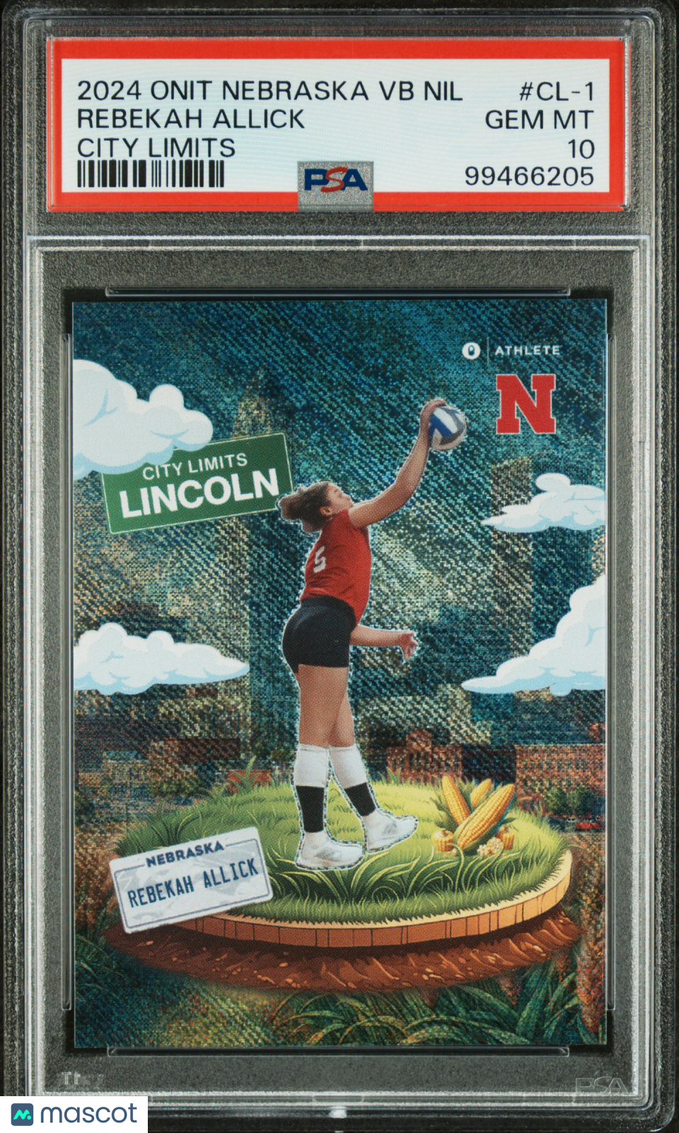 2024 Onit University Of Nebraska Volleyball City Limits Rebekah Allick PSA 10