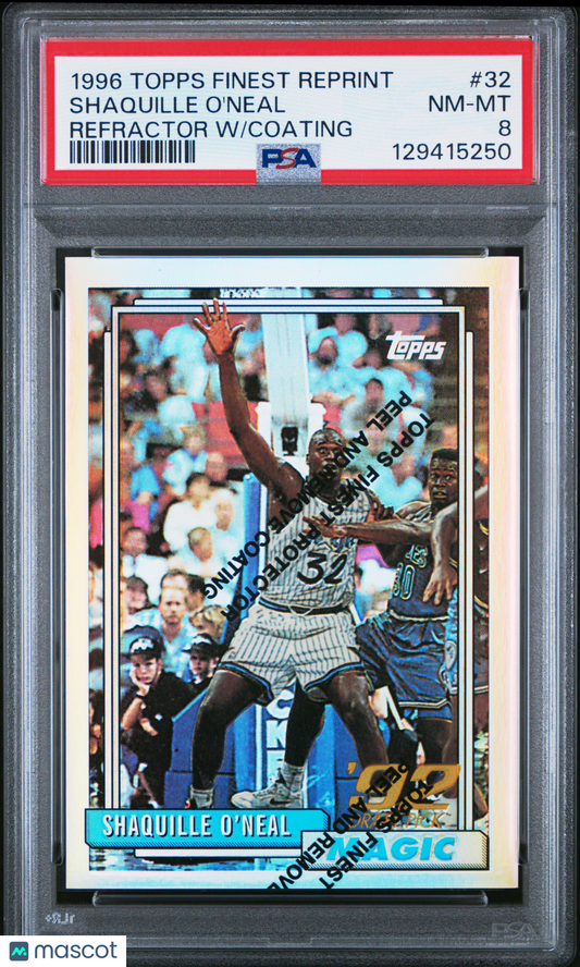 1996-97 Finest Reprint Shaquille O'Neal #32 Refractor With Coating PSA 8 low pop