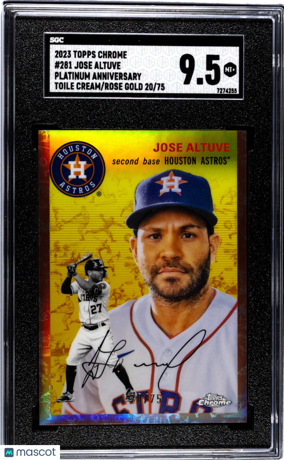2023 Chrome Platinum Jose Altuve Toile Cream Rose Gold Refractor SGC 9.5 /75