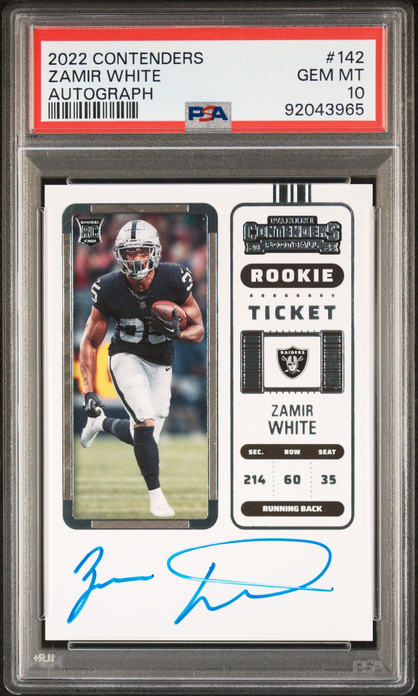 2022 Panini Contenders Zamir White #142 Autograph PSA 10