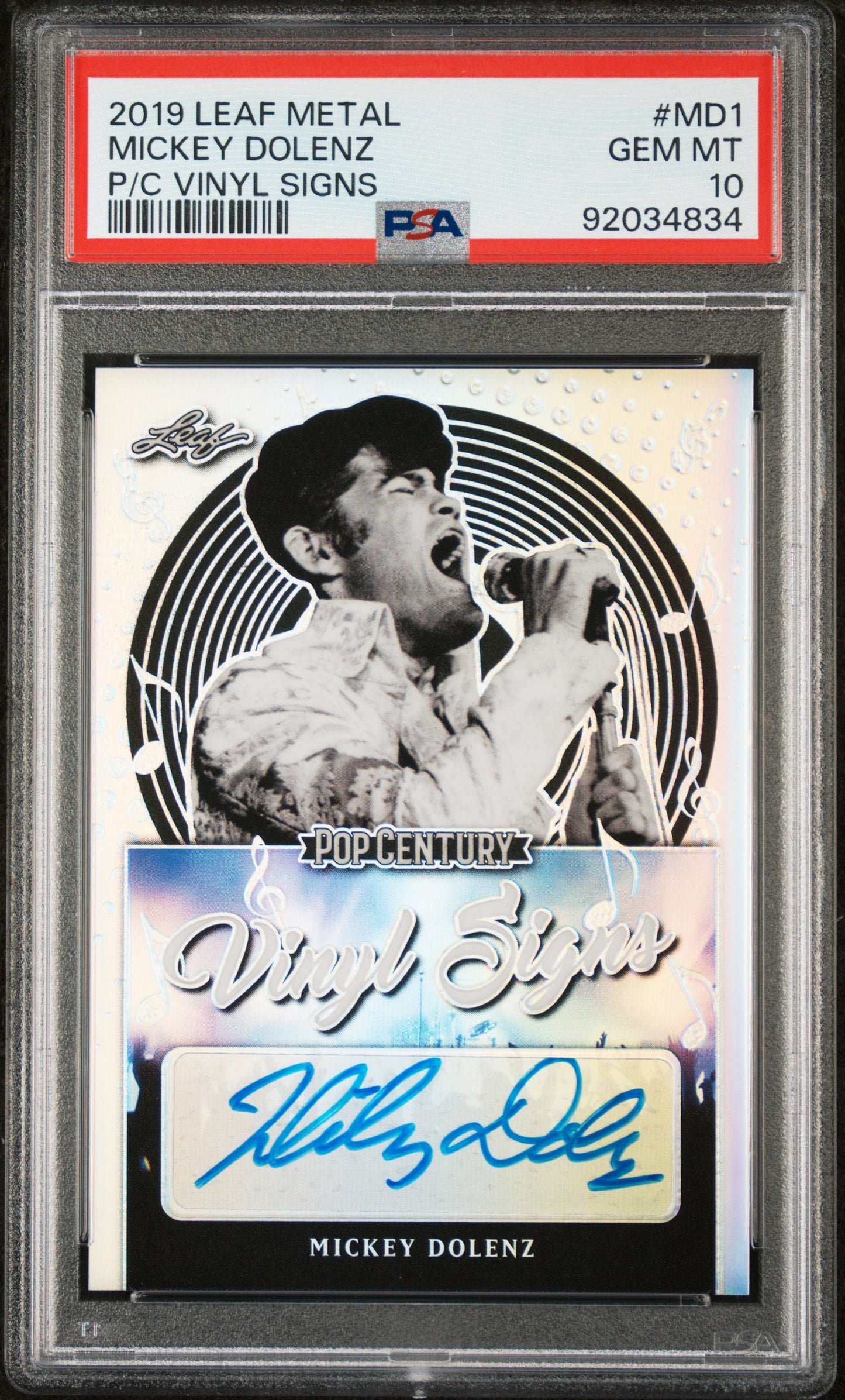 Mickey Dolenz 2019 Leaf Metal Pop Century Vinyl Signs AUTO PSA 10