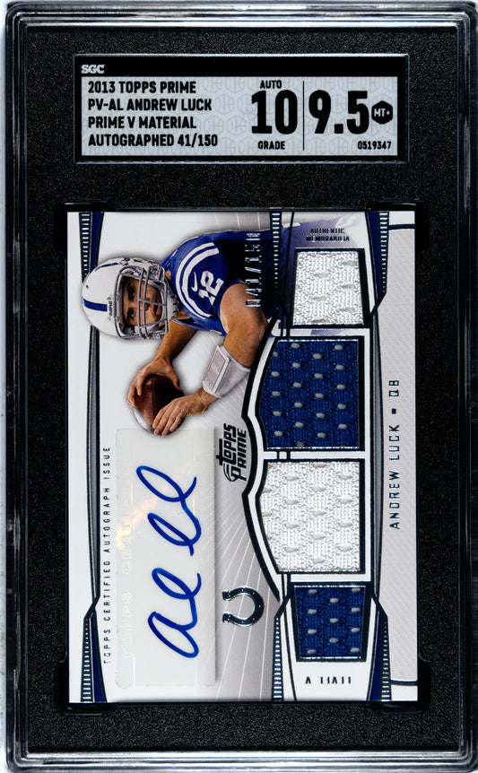 2013 Topps Prime Andrew Luck #PV-AL V Quad Jersey AUTO #/150 SGC 9.5