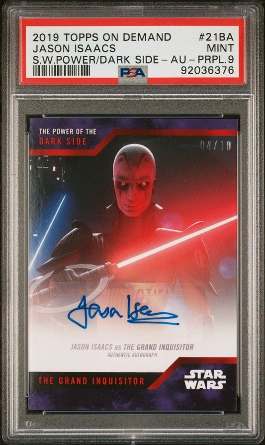 Jason Isaacs 2019 Topps Star Wars Purple Auto #4/10 Grand Inquisitor PSA 9