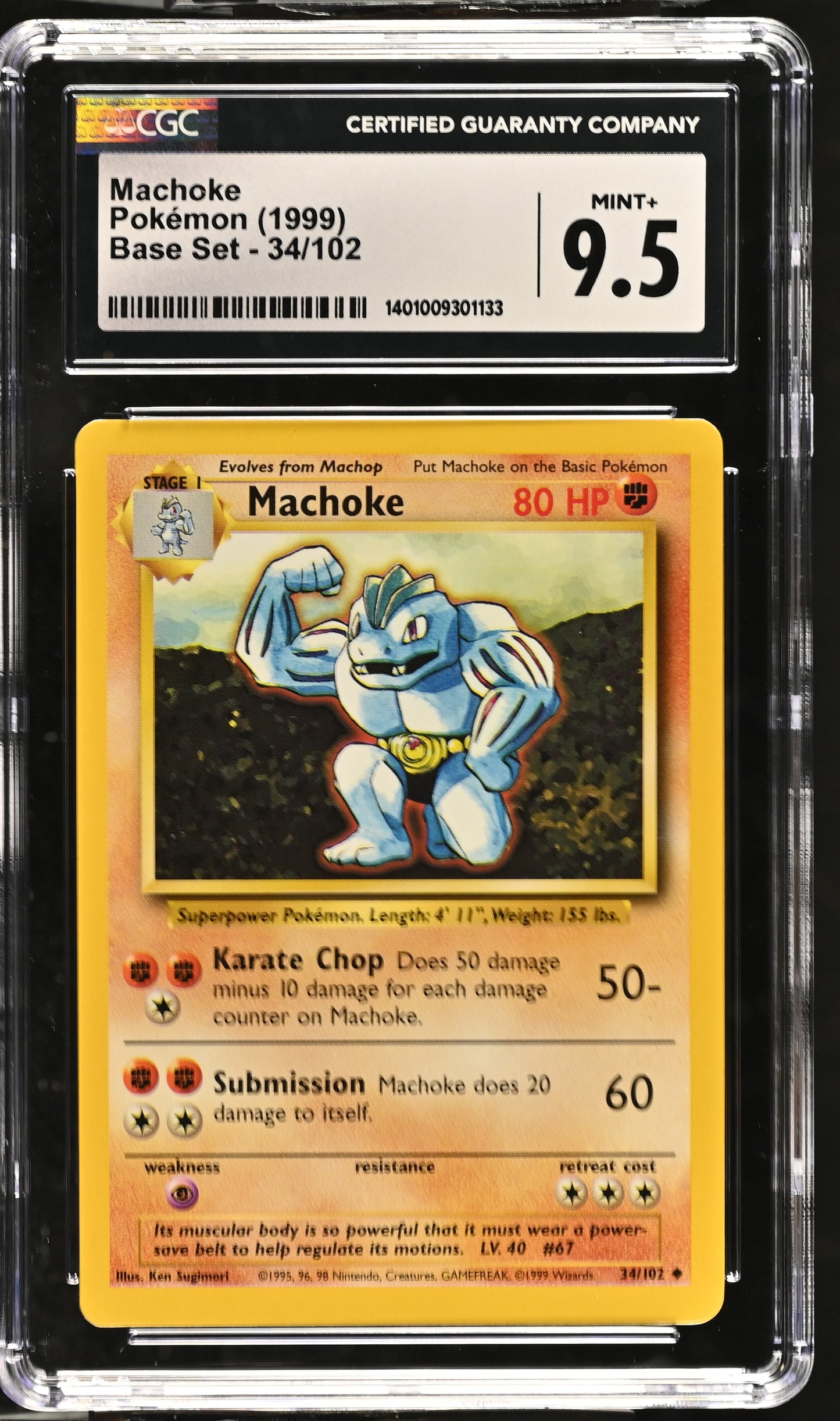 Pokémon Machoke #34/102 English CGC 9.5 Base Set