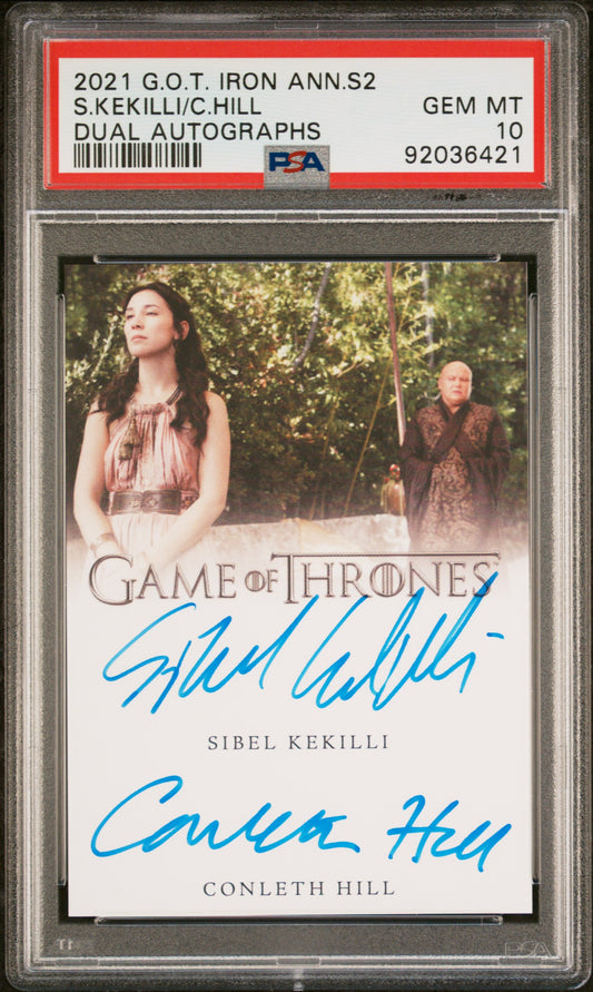 Conleth Hill Sibel Kekilli LORD VARYS SHAE 2021 Game Of Thrones AUTO PSA 10