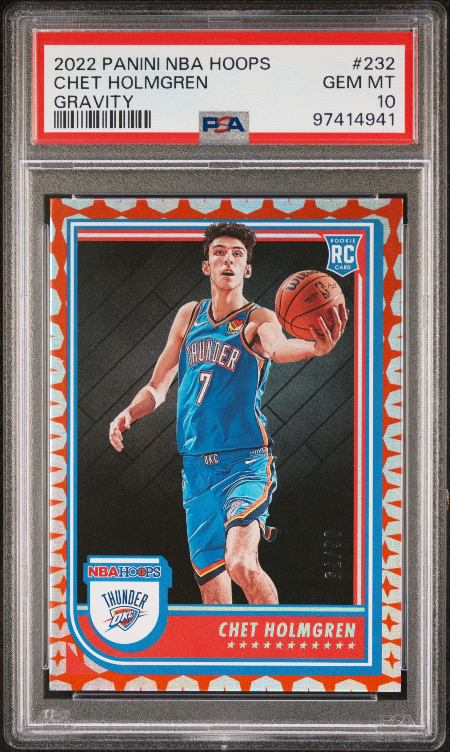 2022-23 Panini NBA Hoops Chet Holmgren #232 Gravity Orange #6/75 PSA 10