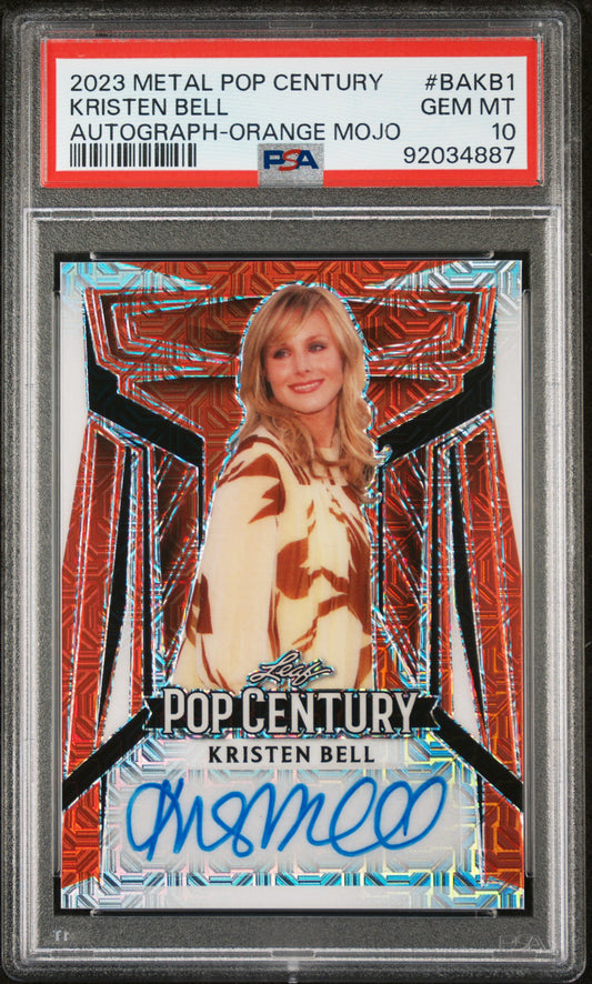 Kristen Bell 2023 Leaf Metal Pop Century Autograph AUTO #3/3 Orange Mojo PSA 10