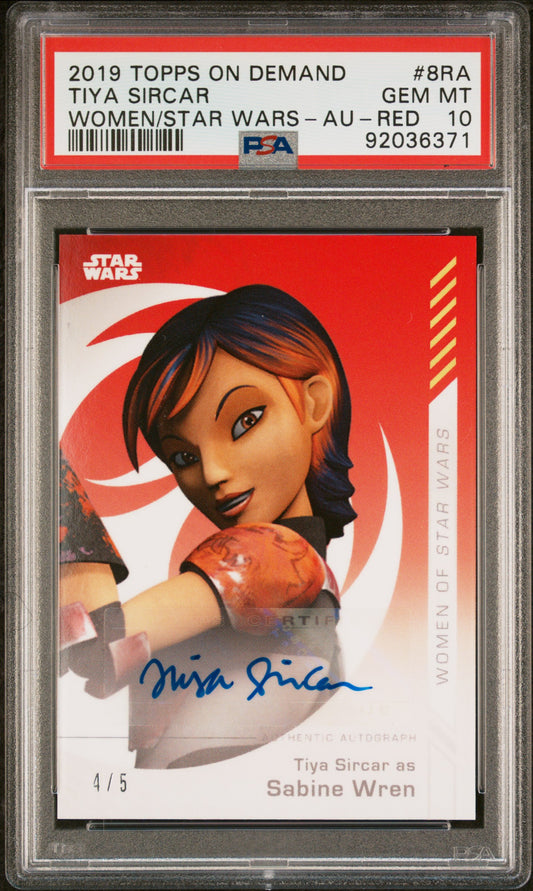 Tiya Sircar 2019 Topps Women Of Star Wars Red #4/5 AUTO Sabrine Wren PSA 10