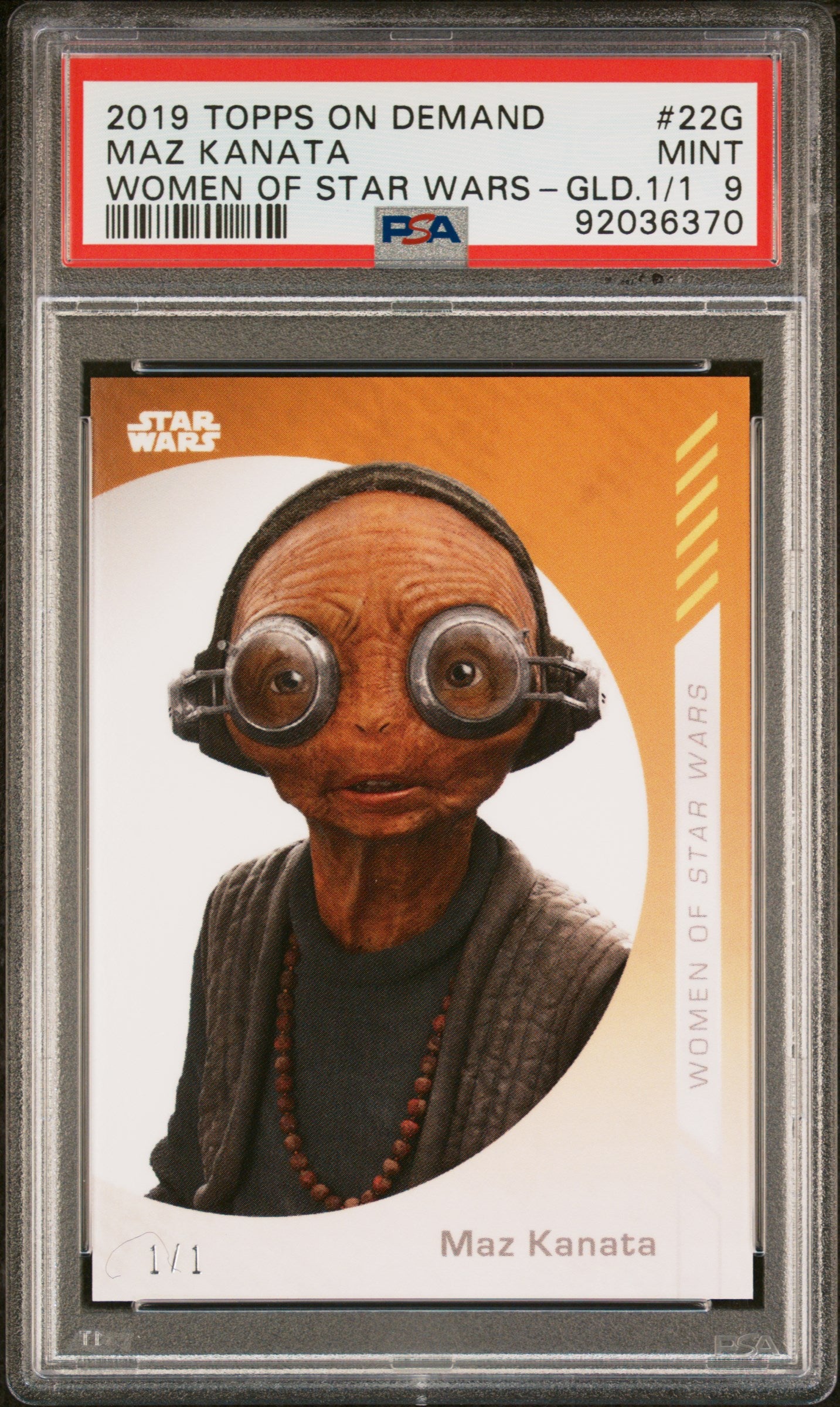 Maz Kanata 2019 Topps On Demand Women Of Star Wars Gold #1/1 PSA 9