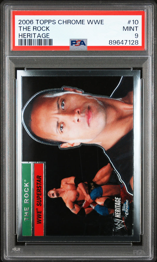 2006 Topps Chrome Heritage WWE The Rock #10 Heritage PSA 9