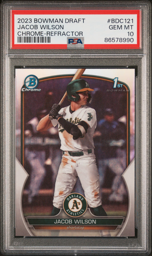 2023 Bowman Draft Jacob Wilson #BDC121 Chrome Refractor 1st PSA 10