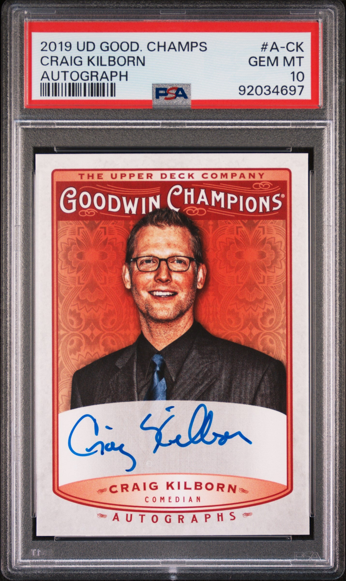 2019 Upper Deck Goodwin Champions Autograph Craig Kilborn #A-CK AUTO PSA 10