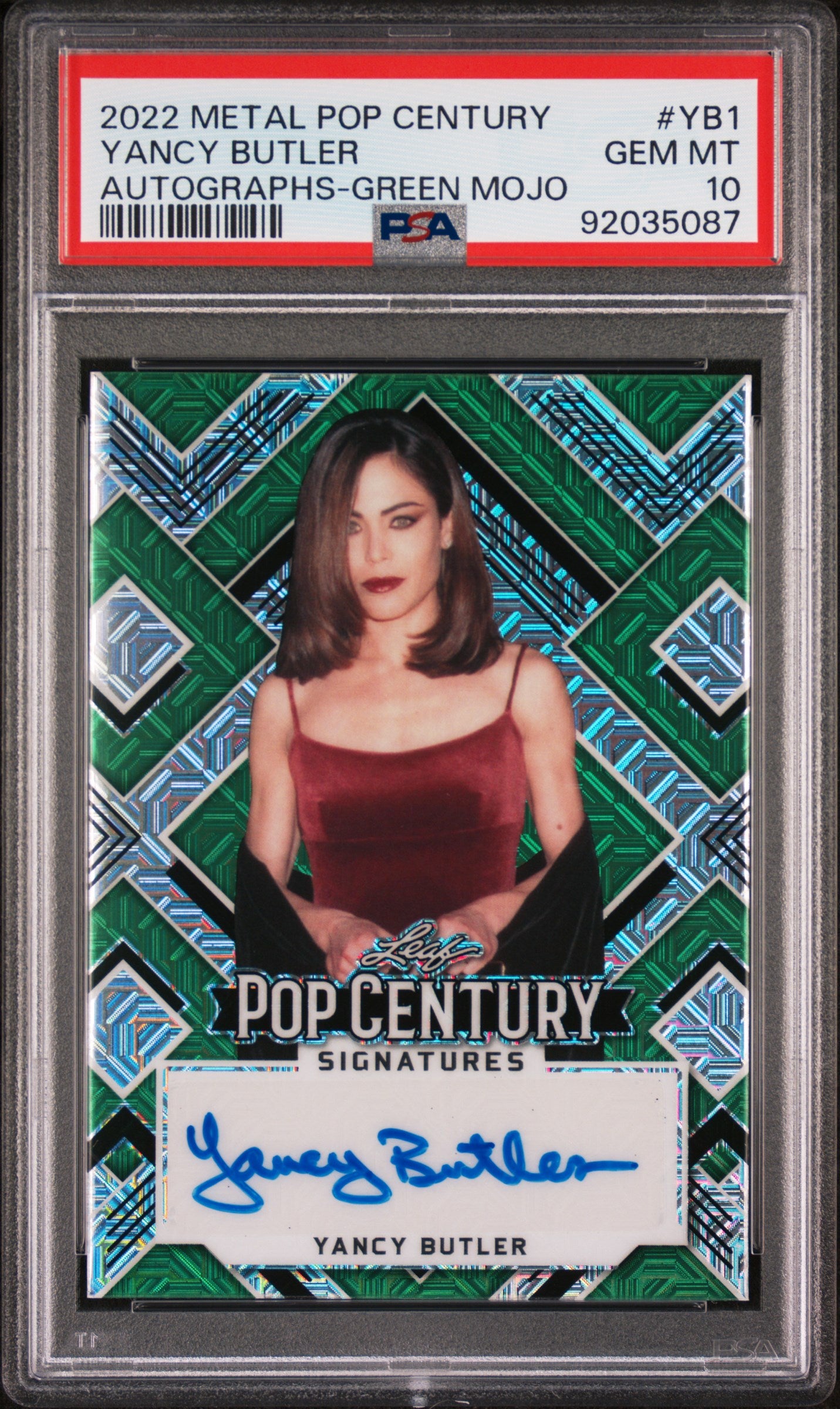 Yancy Butler 2022 Leaf Metal Pop Century Autograph AUTO #4/4 Green Mojo PSA 10