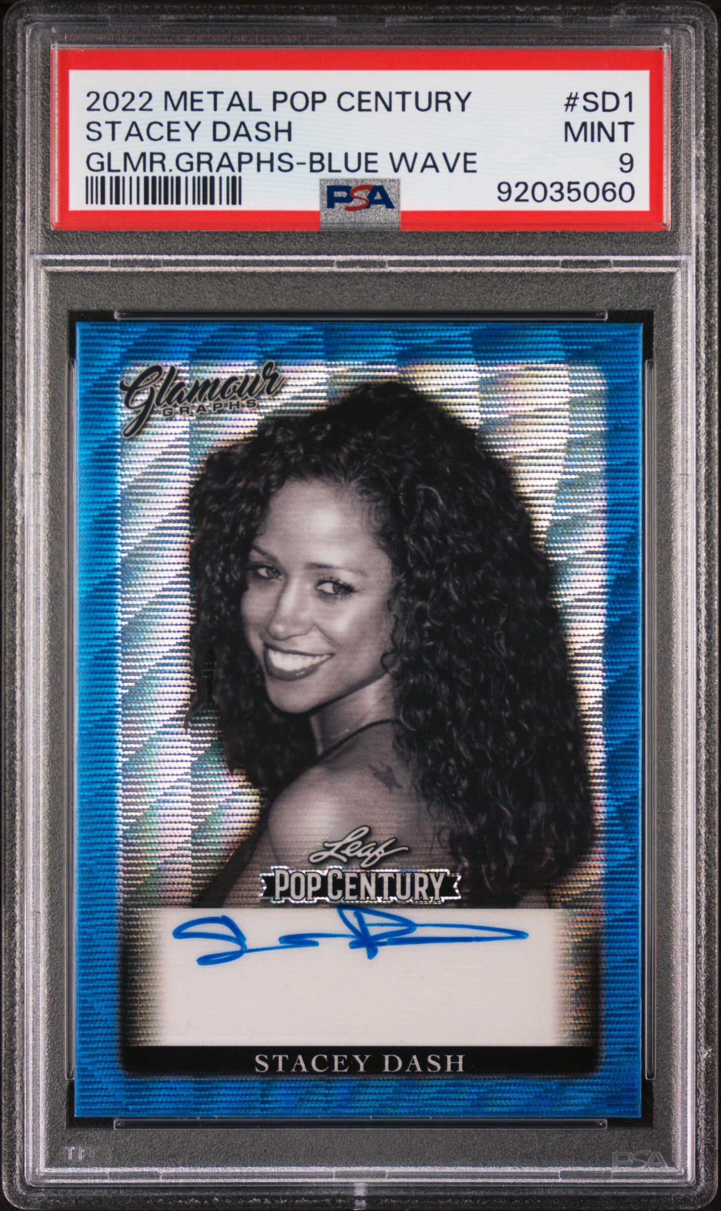 Stacey Dash 2022 Leaf Metal Pop Century Glamour Graphs AUTO #6/8 Blue Wave PSA 9