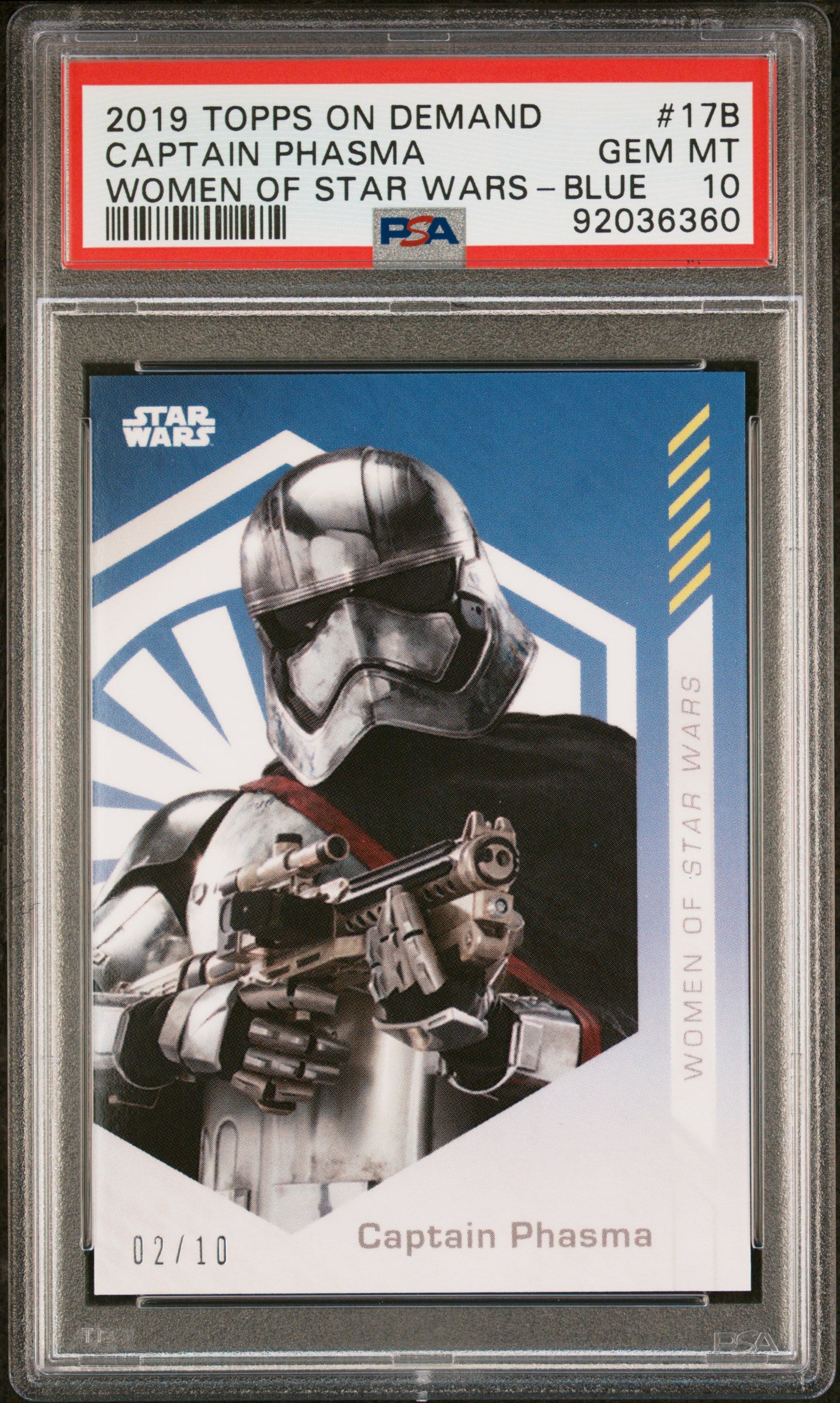 Captain Phasma 2019 Topps On Demand Women Of Star Wars Blue #2/10 PSA 10