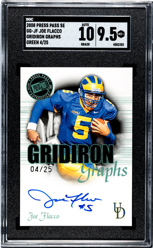 2008 Press Pass Se Joe Flacco Gridiron Graphs Green SGC 9.5 Rookie AUTO #4/25