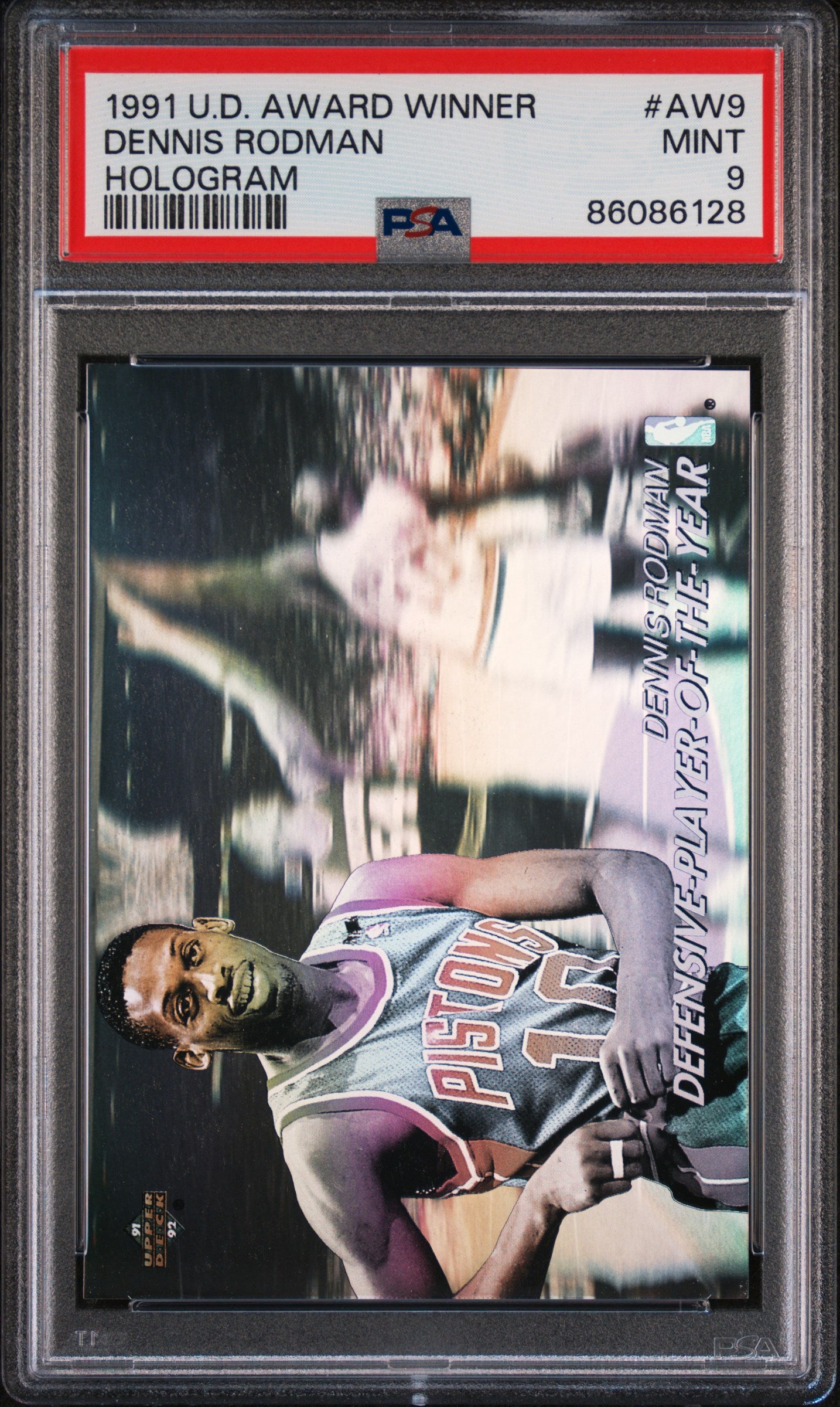 1991 Upper Deck Award Winner Hologram Dennis Rodman #AW9 Hologram PSA 9